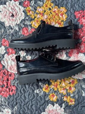 Franco Sarto Black Patent Lace-Up Oxfords